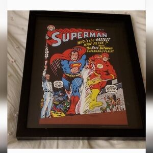 Superman Comic Book Cover Art in Black Frame
